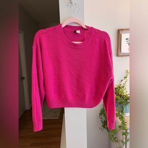 DIVIDED Pink Crew Neck Long Sleeve Cropped Sweater